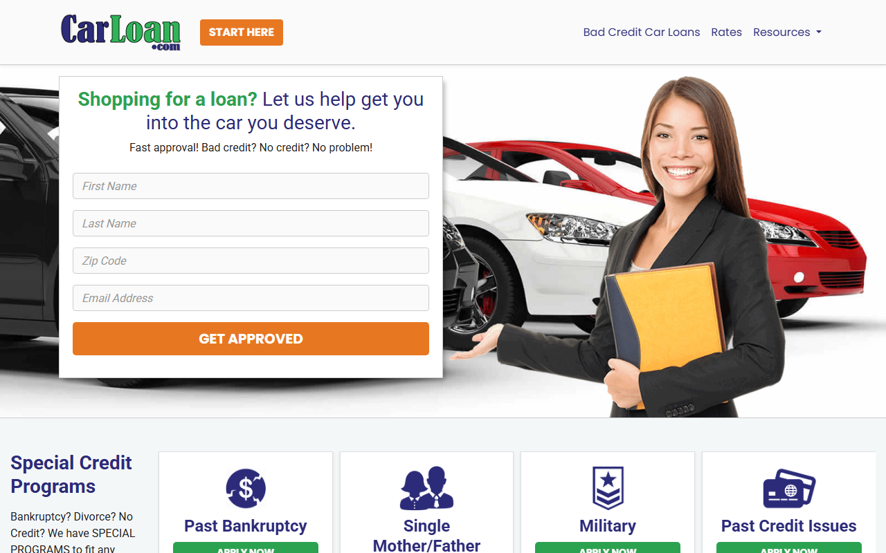 1-800-auto-loans.com screenshot