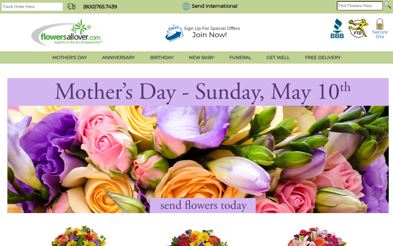 1-800-florists.com screenshot