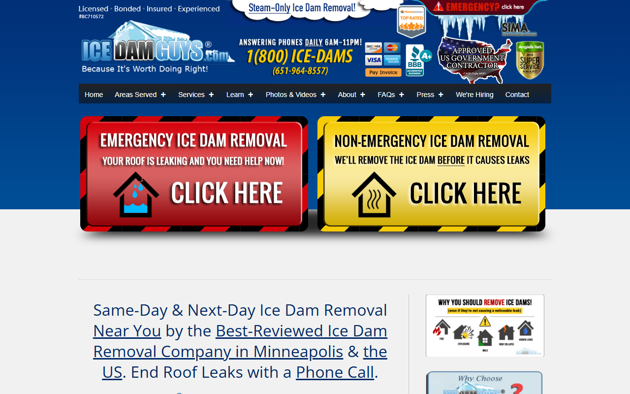1-800-ice-dams.com screenshot