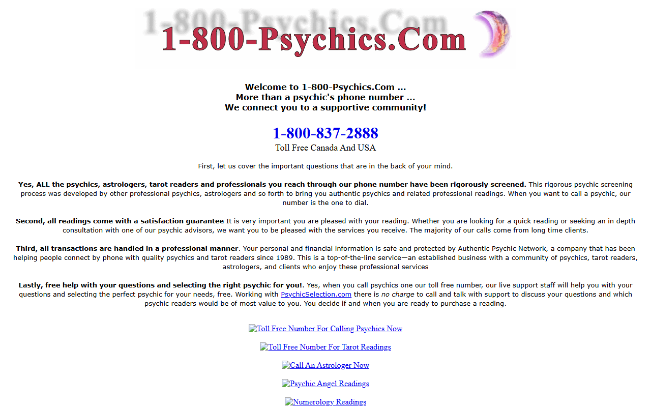 1-800-psychics.com screenshot