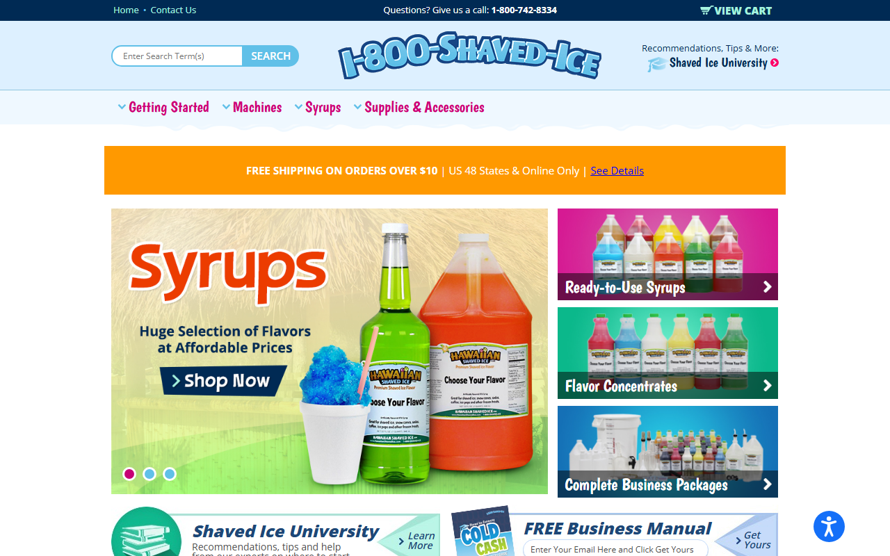 1-800-shaved-ice.com screenshot