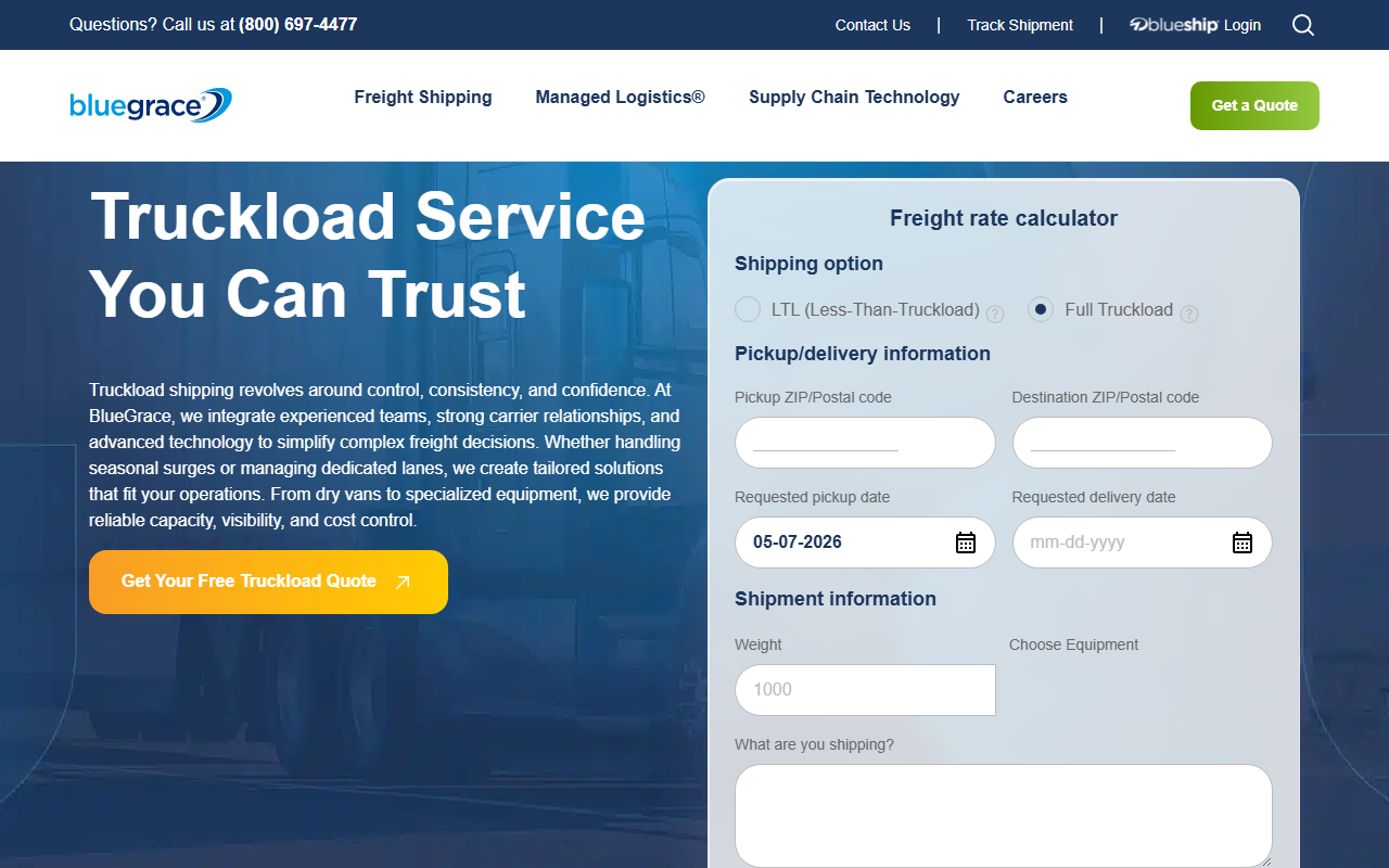 1-855-truckload.com screenshot
