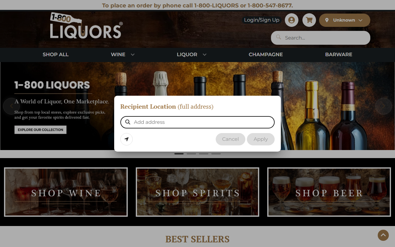 1800-liquors.com screenshot