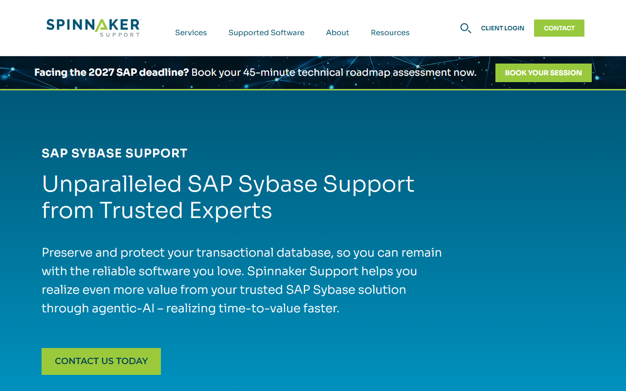 18008sybase.com screenshot