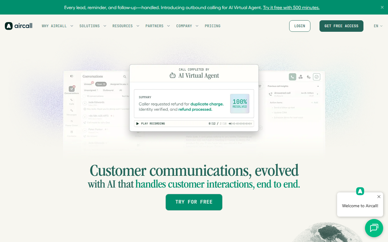 1800aircall.com screenshot