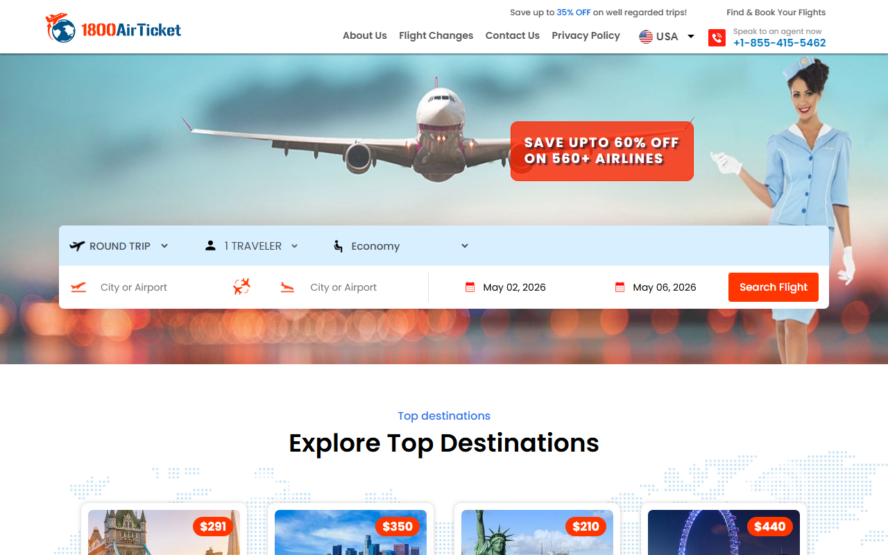 1800airtickets.com screenshot