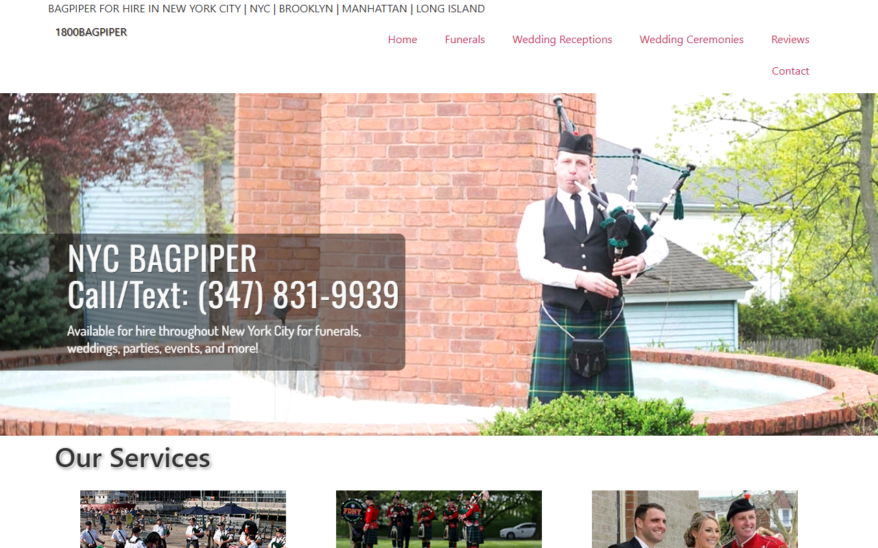 1800bagpiper.com screenshot