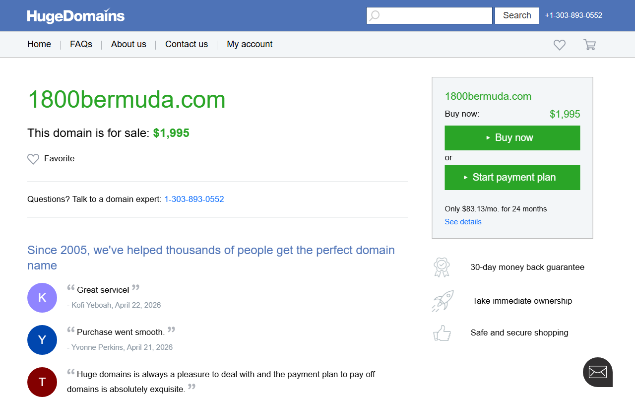 1800bermuda.com screenshot