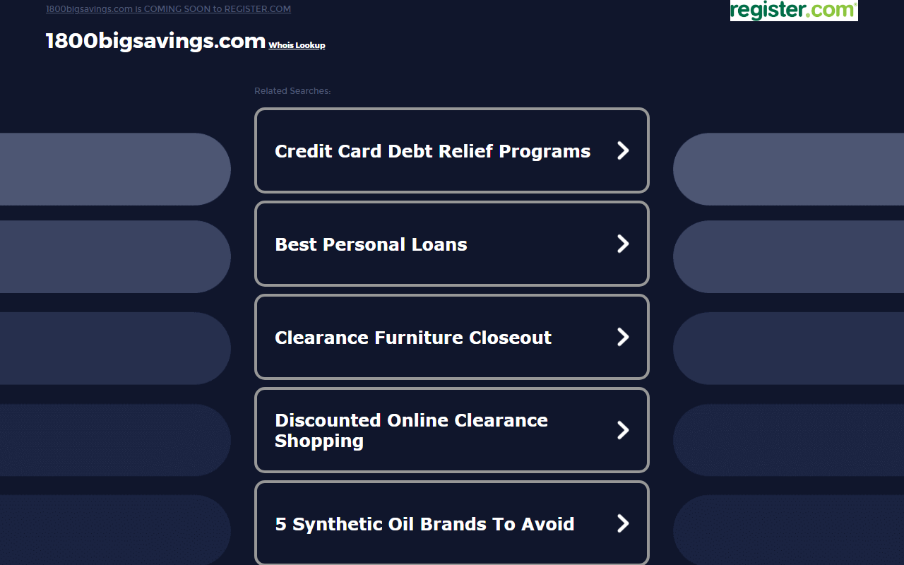 1800bigsavings.com screenshot