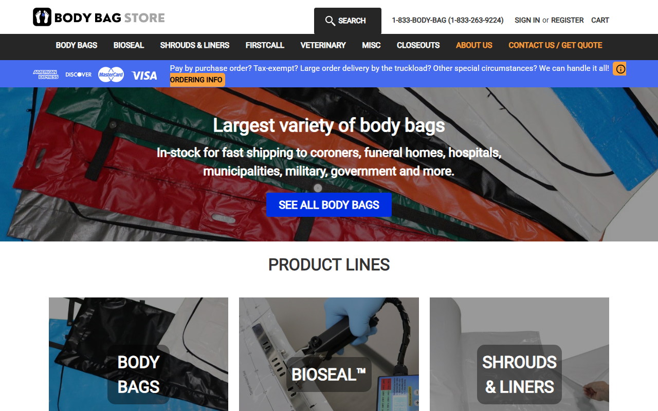 1800bodybags.com screenshot