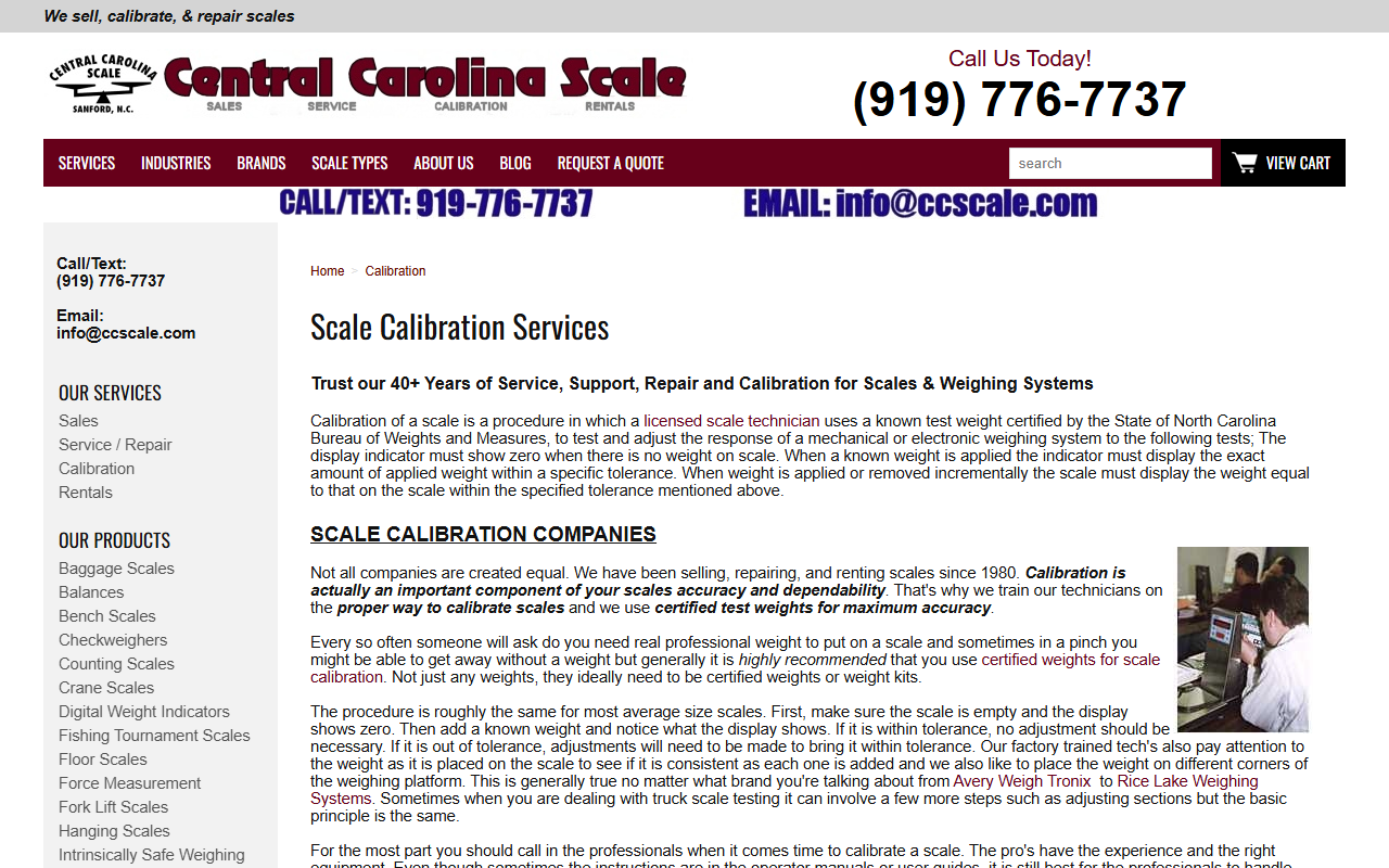 1800calibration.com screenshot
