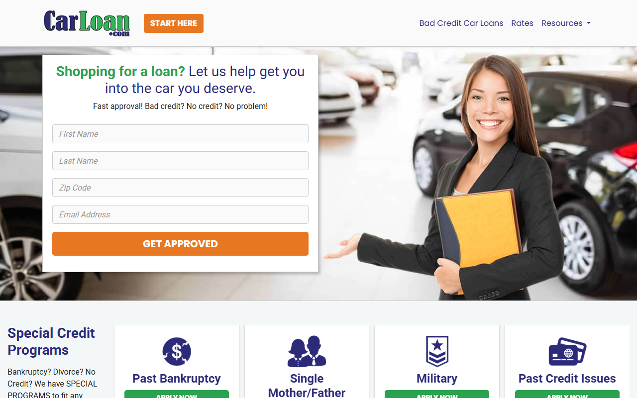 1800carloans.com screenshot