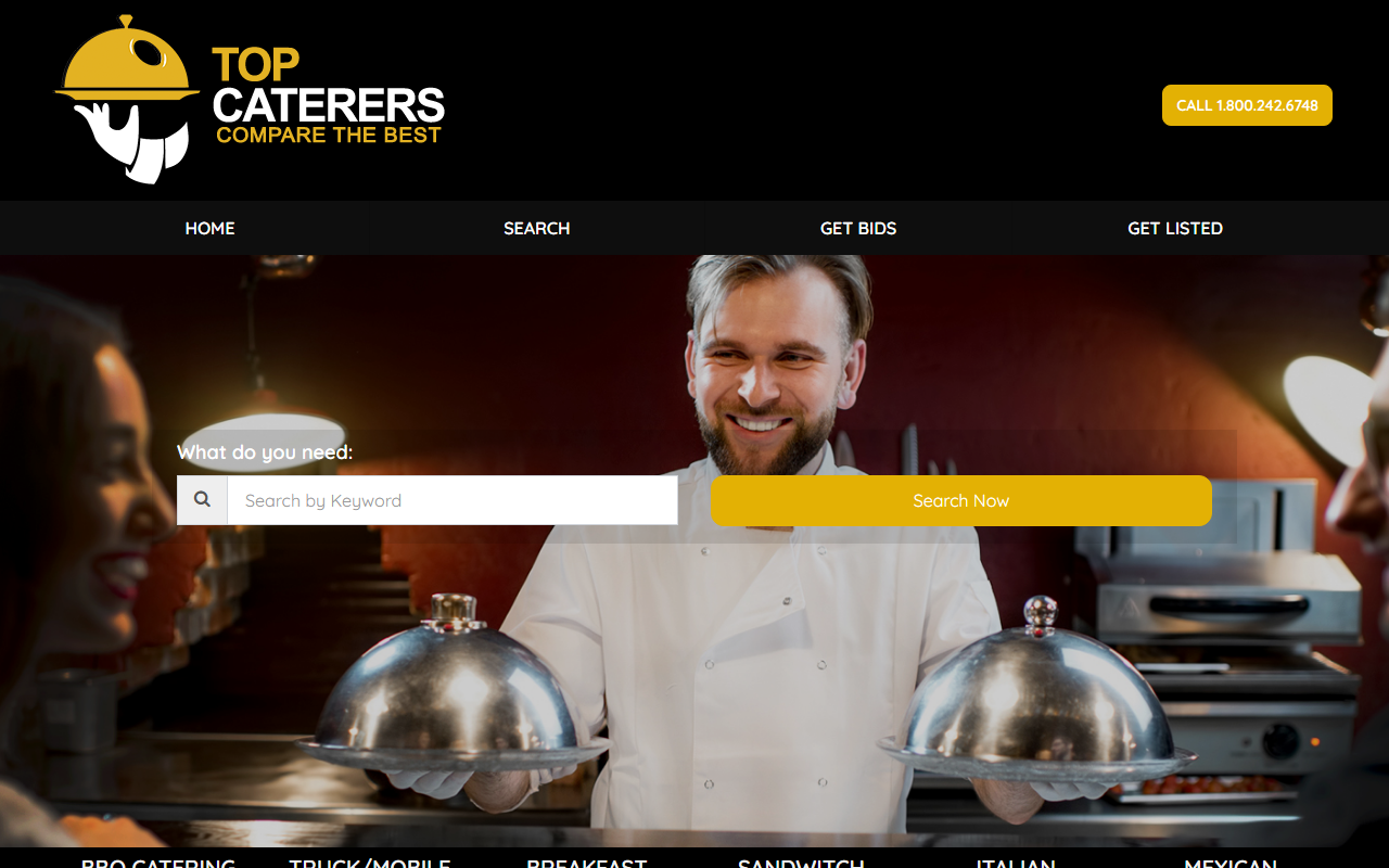 1800caterers.com screenshot