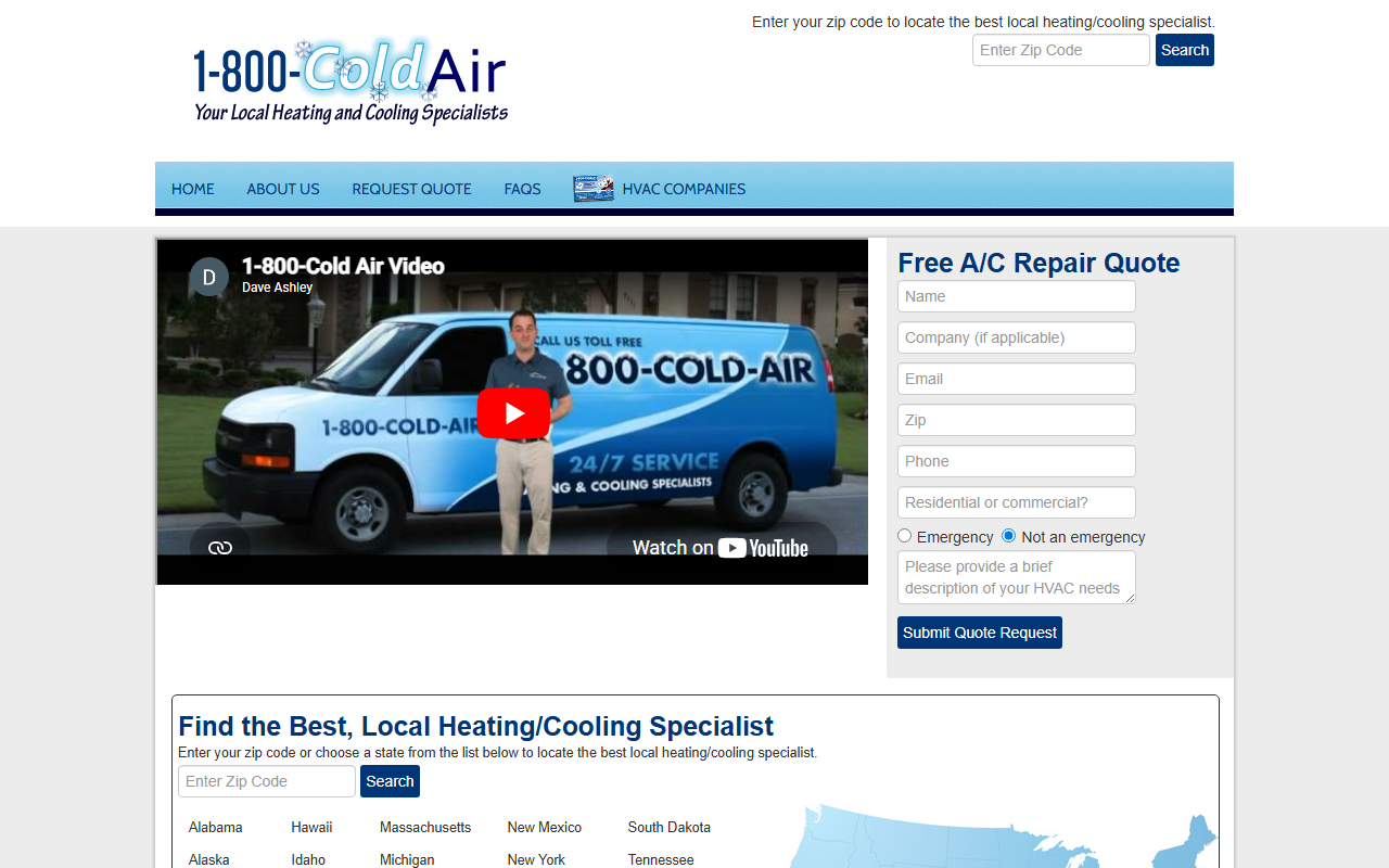 1800coldair.com screenshot