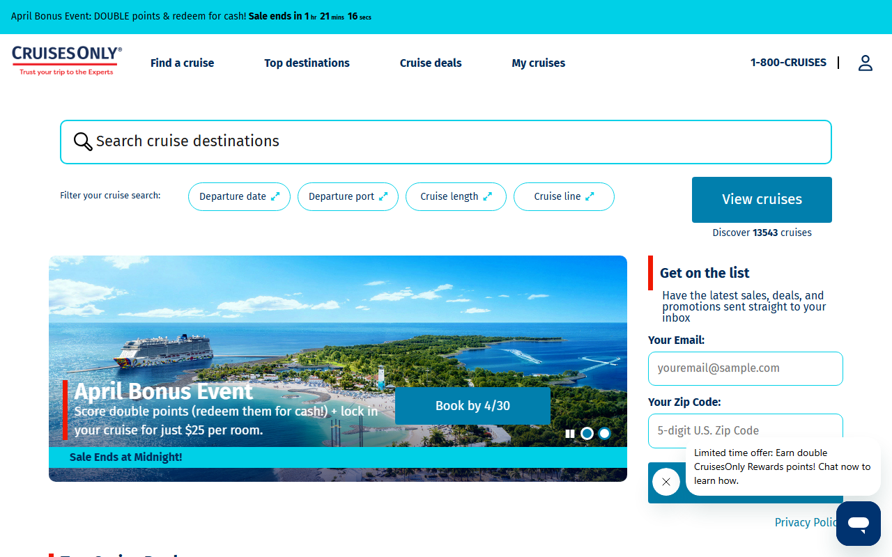 1800cruises.com screenshot