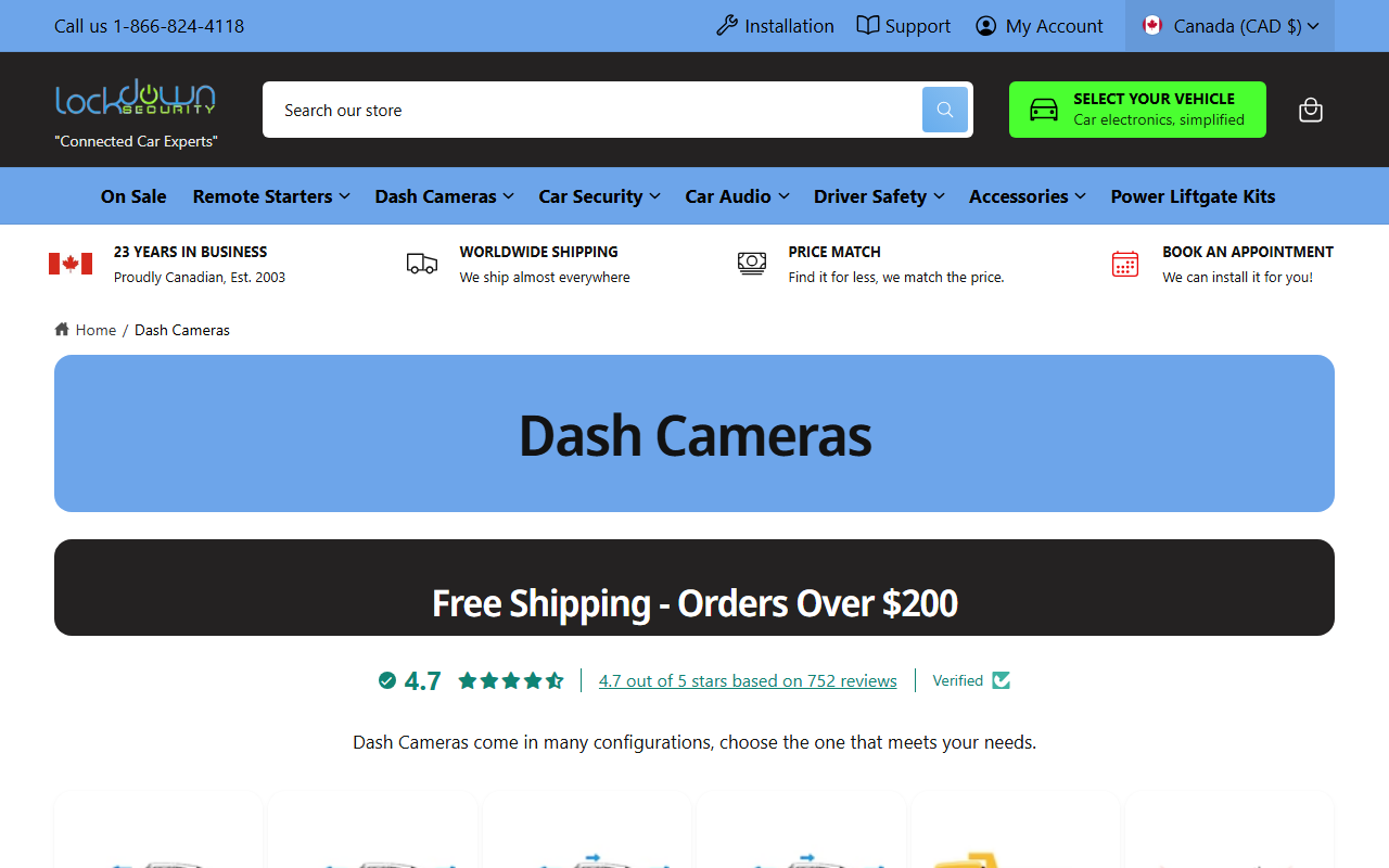 1800dashcam.com screenshot