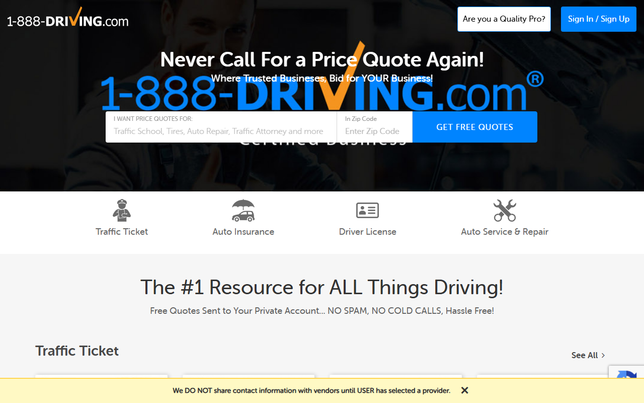 1800drivefree.com screenshot