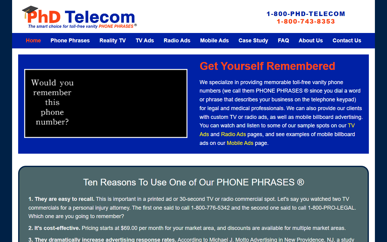 1800idtelecom.com screenshot