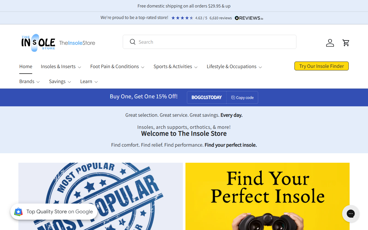 1800insoles.com screenshot