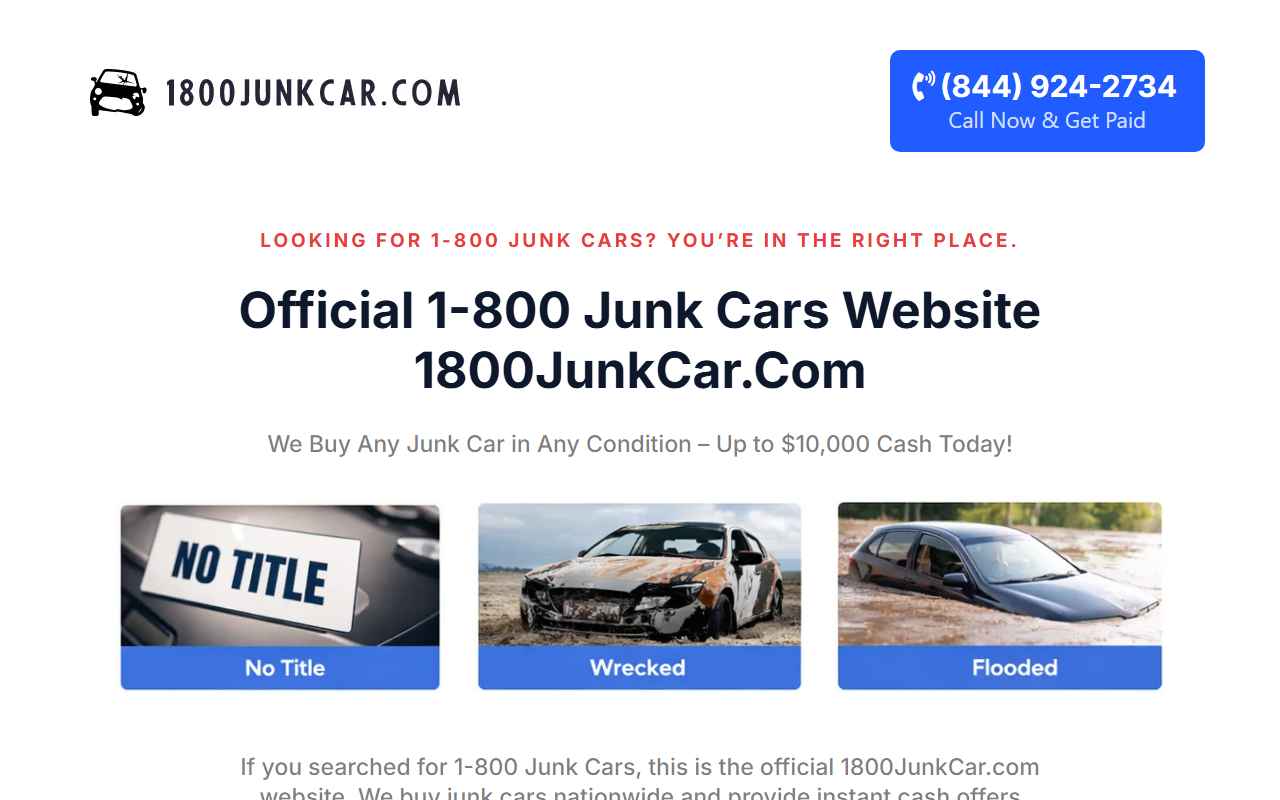 1800junkcar.com screenshot