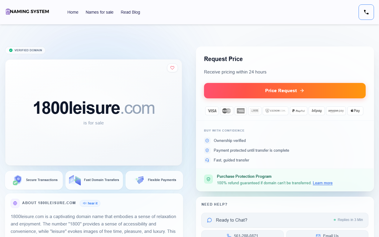 1800leisure.com screenshot