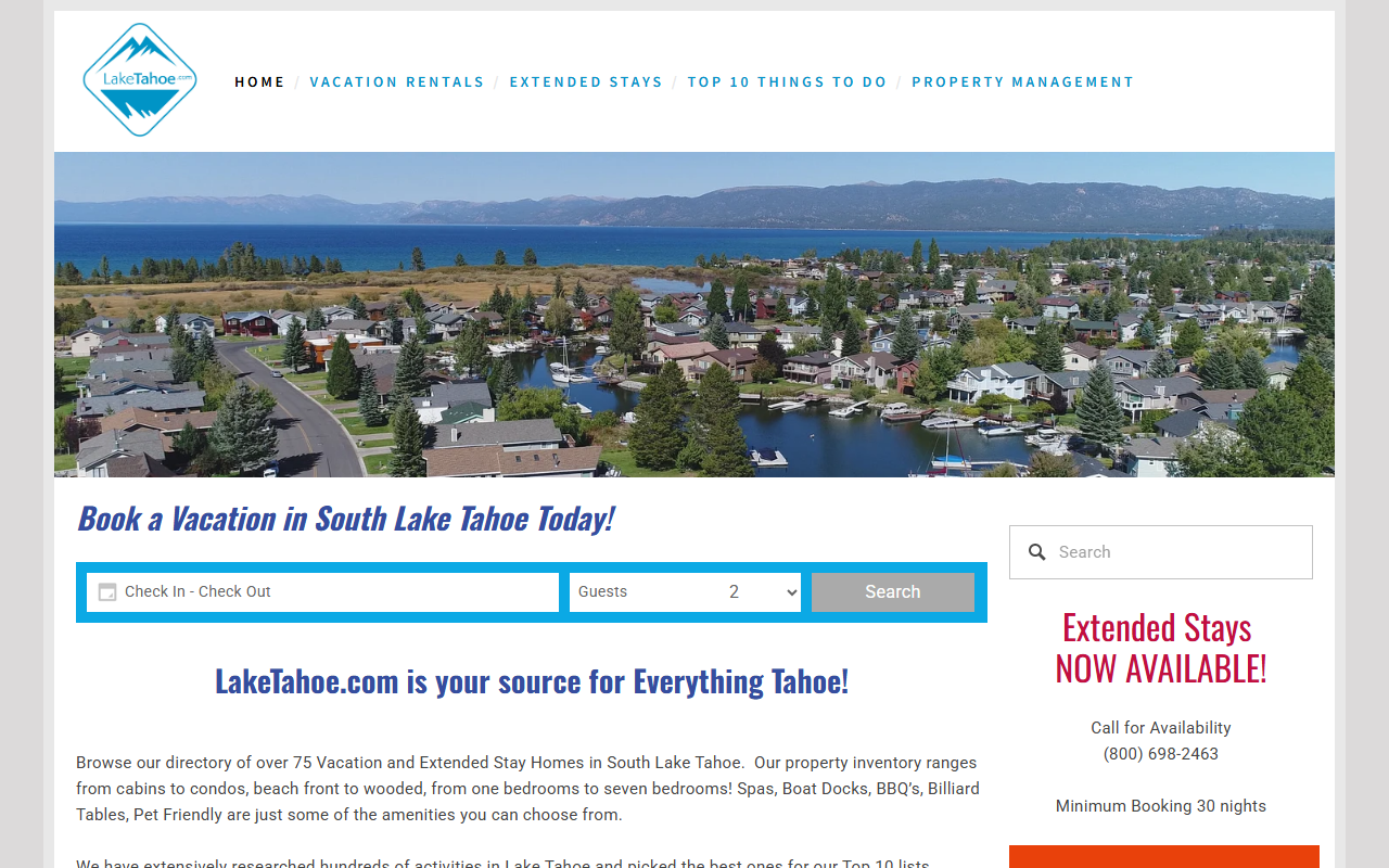 1800mytahoe.com screenshot