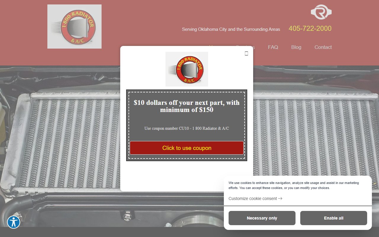 1800radiatorokc.com screenshot