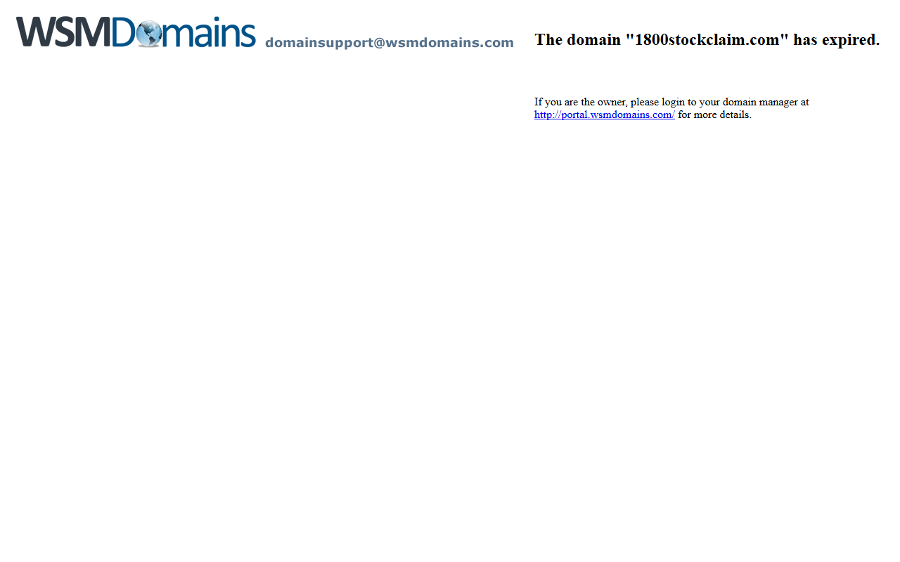 1800stockclaim.com screenshot