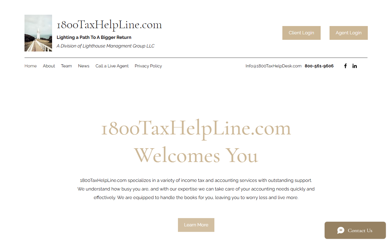 1800taxhelpline.com screenshot
