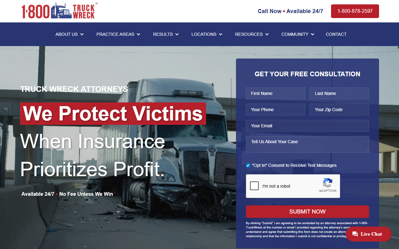 1800truckwreck.com screenshot