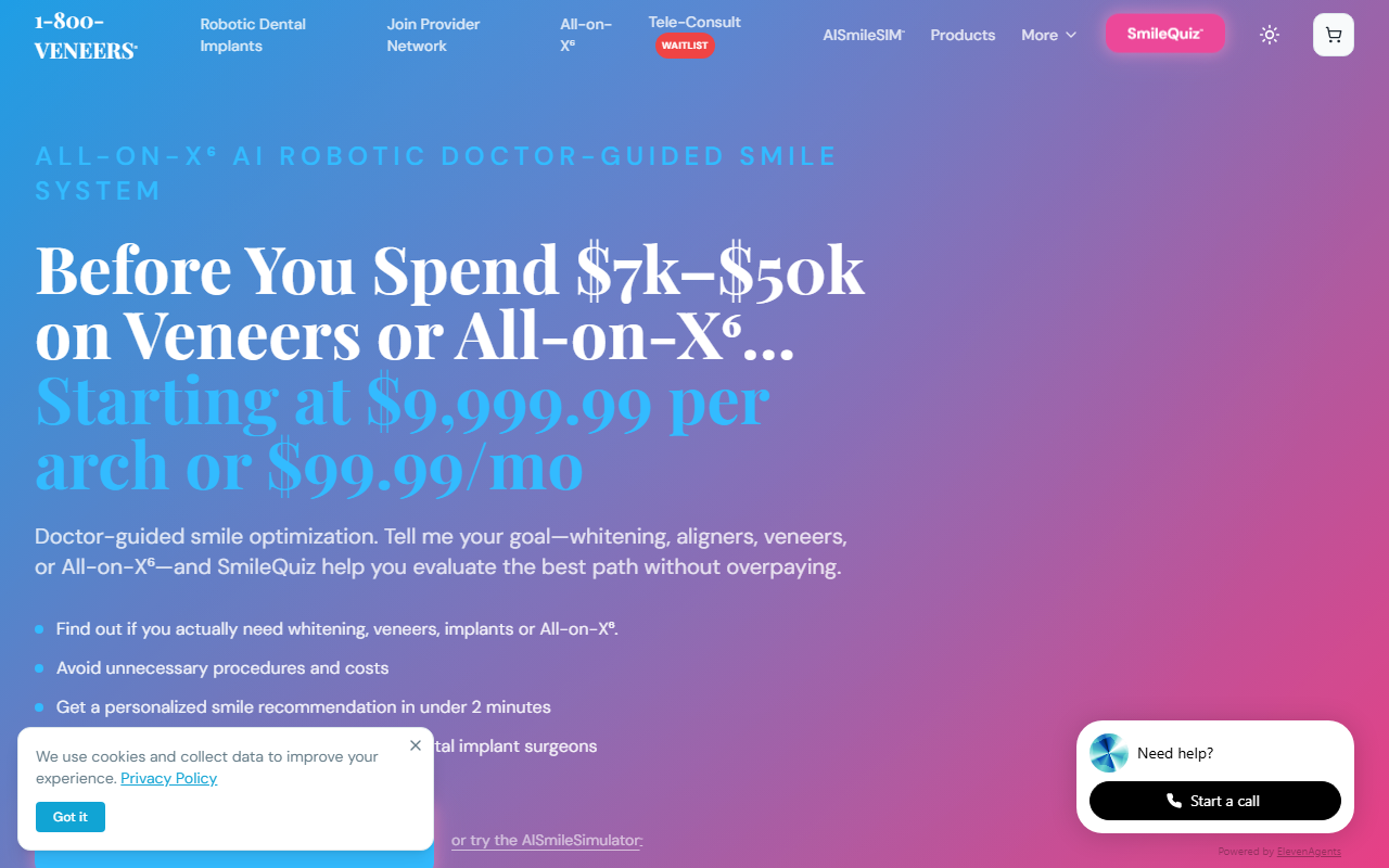 1800veneers.com screenshot