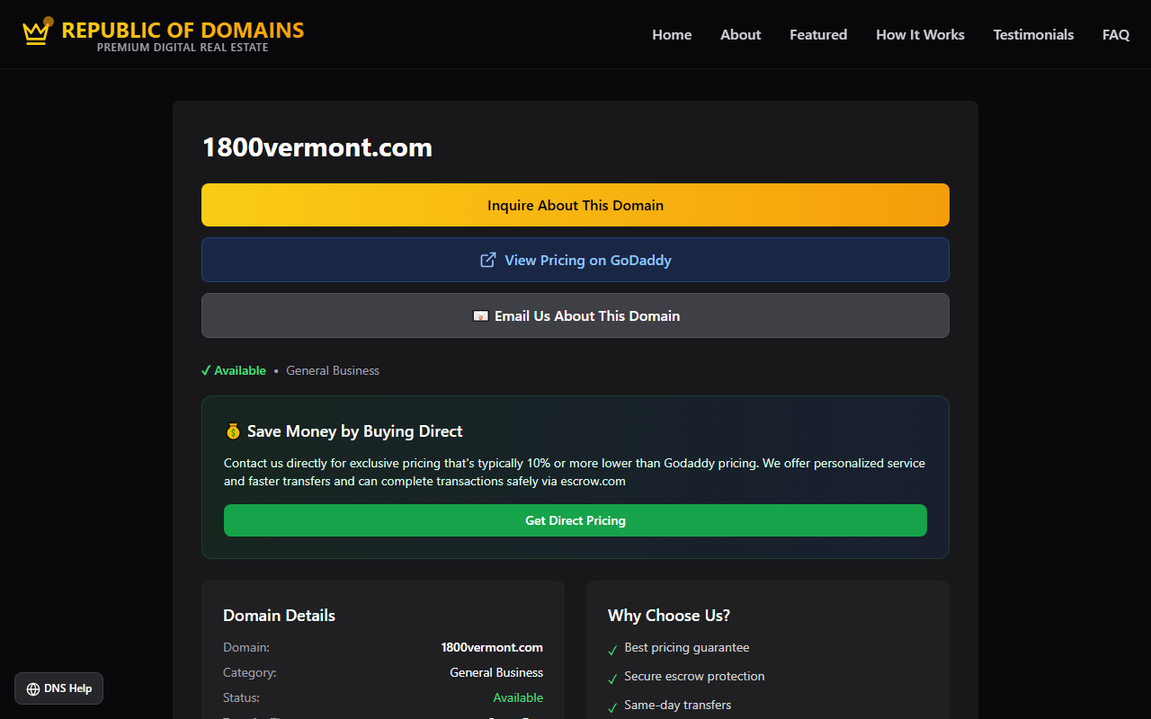 1800vermont.com screenshot