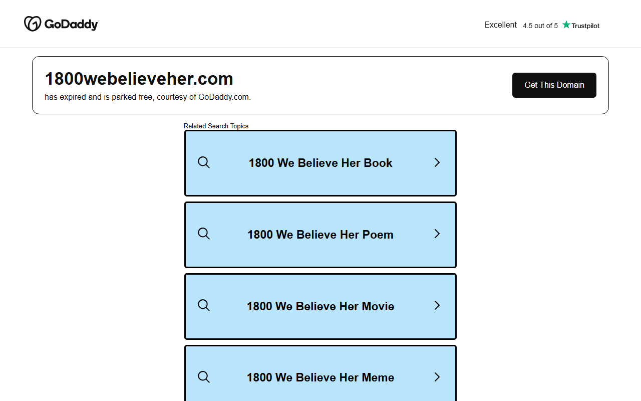 1800webelieveher.com screenshot