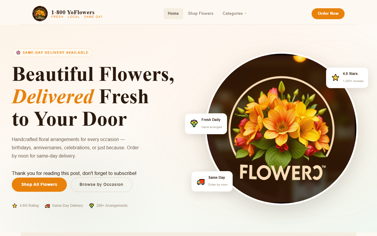 1800yoflowers.com screenshot