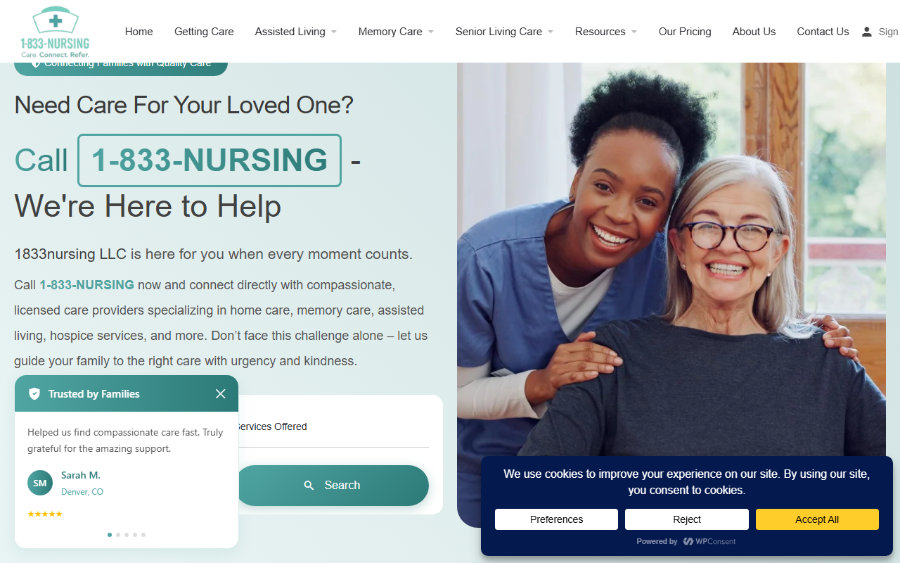 1833nursing.com screenshot