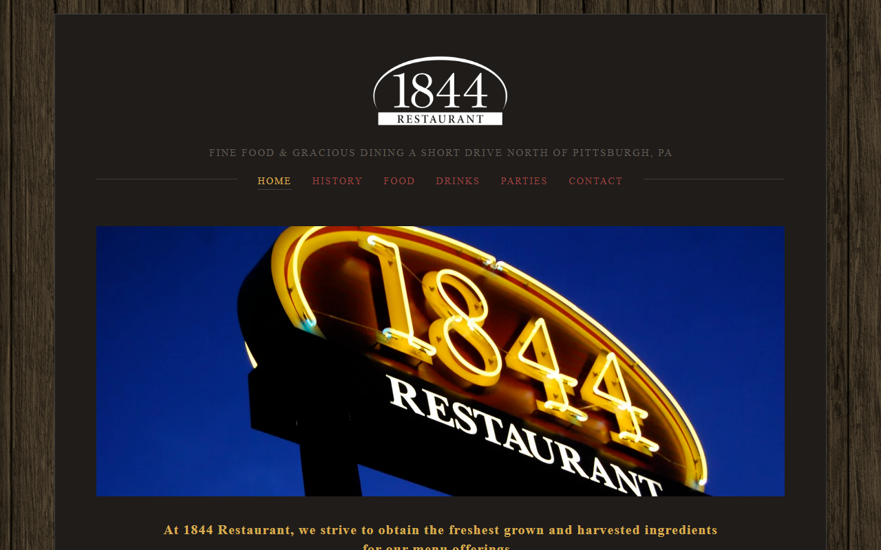 1844restaurant.com screenshot