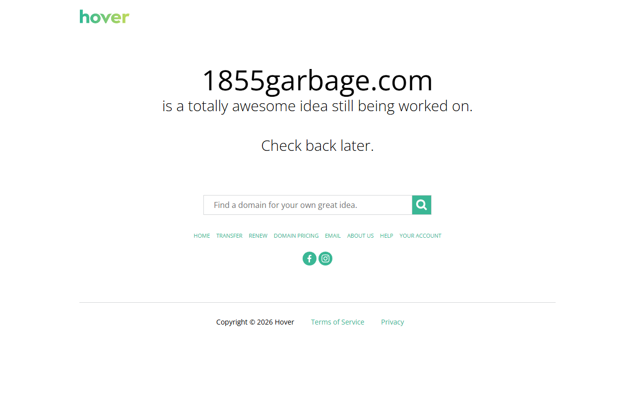 1855garbage.com screenshot
