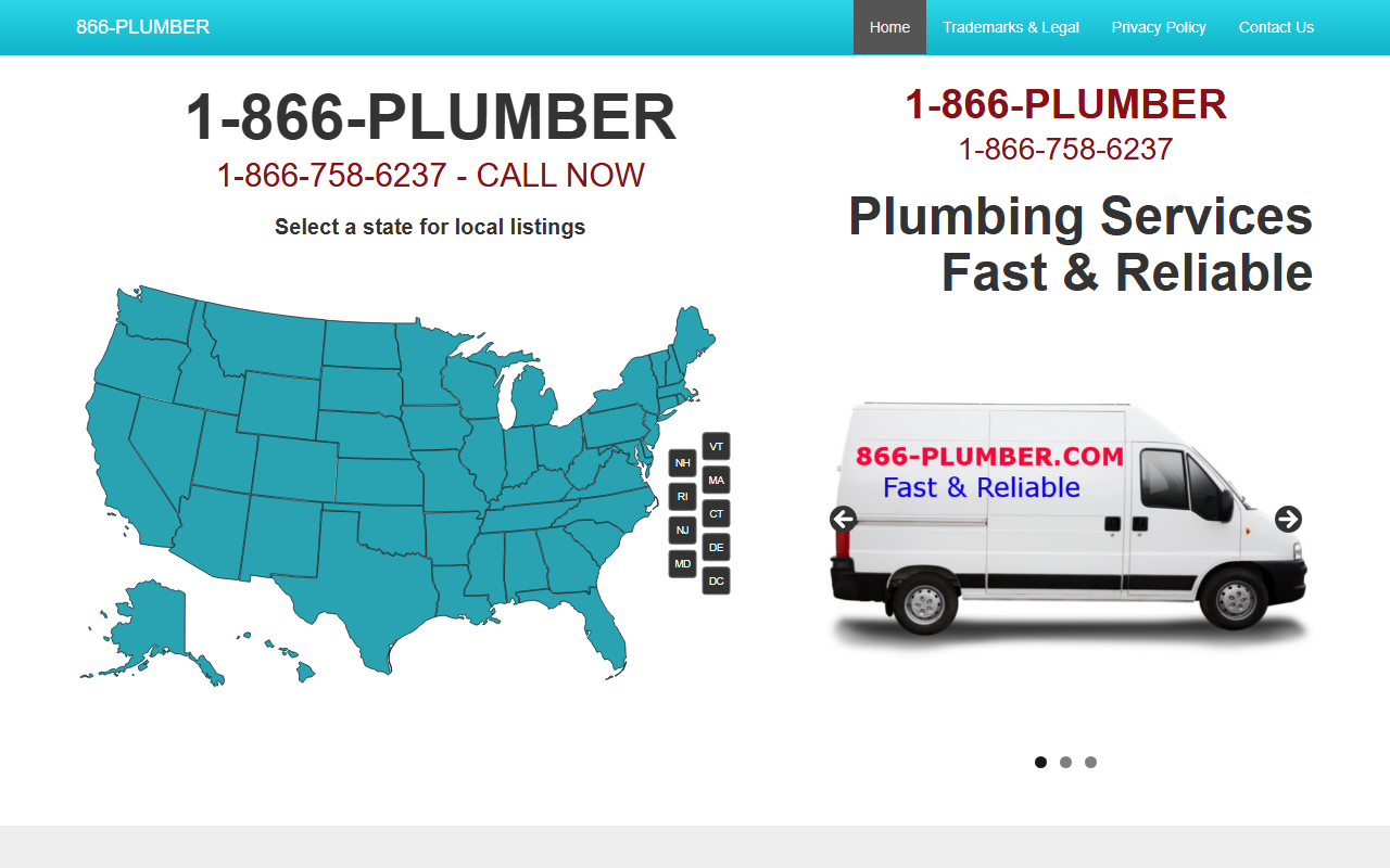 1866-plumber.com screenshot