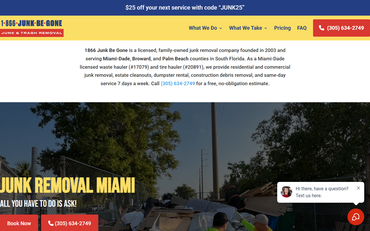 1866junkbegone.com screenshot
