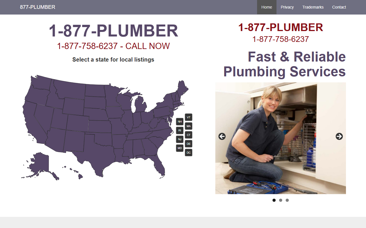 1877plumber.com screenshot