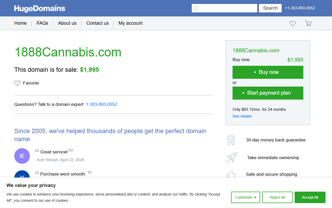 1888cannabis.com screenshot