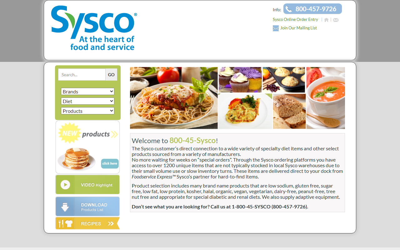 800-45-sysco.com screenshot