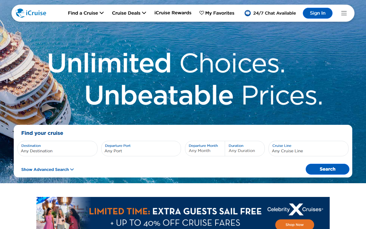 800-i-cruise.com screenshot