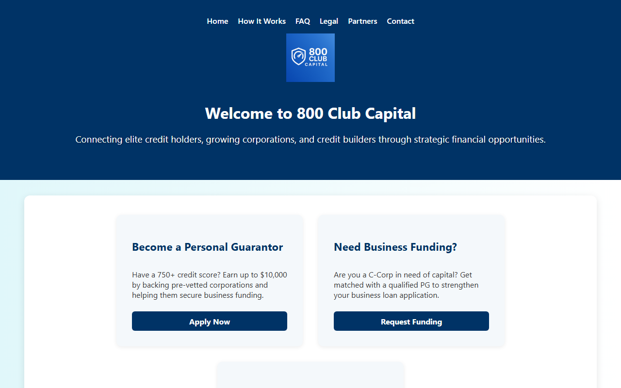 800clubcapital.com screenshot