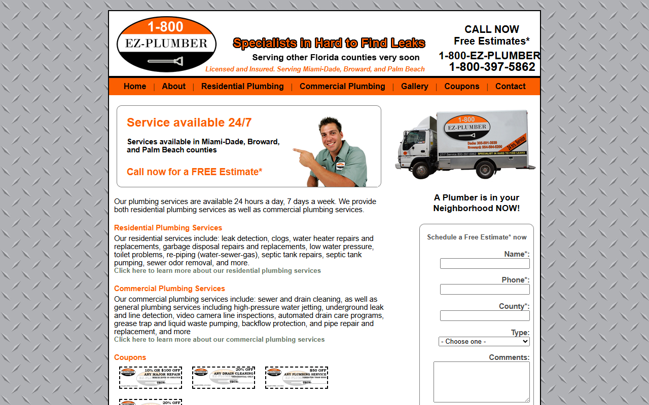 800ezplumber.com screenshot