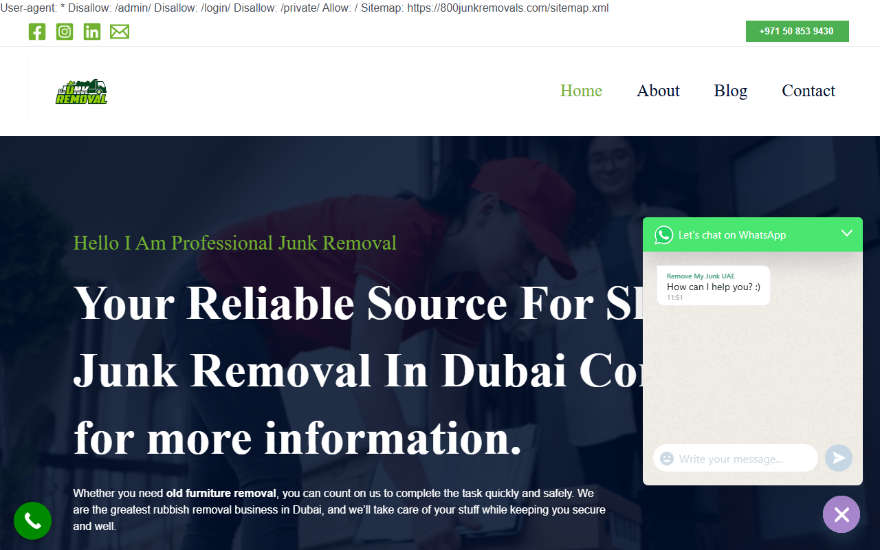 800junkremovals.com screenshot