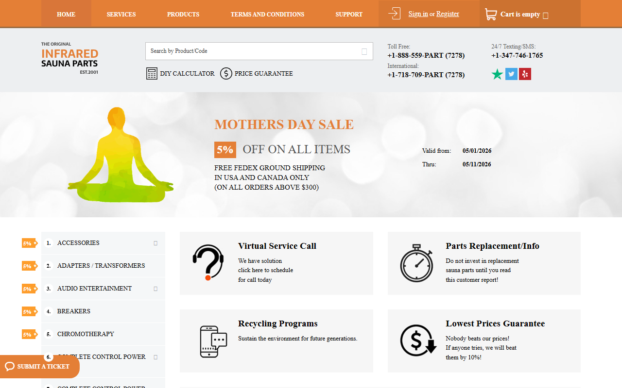 800saunaparts.com screenshot