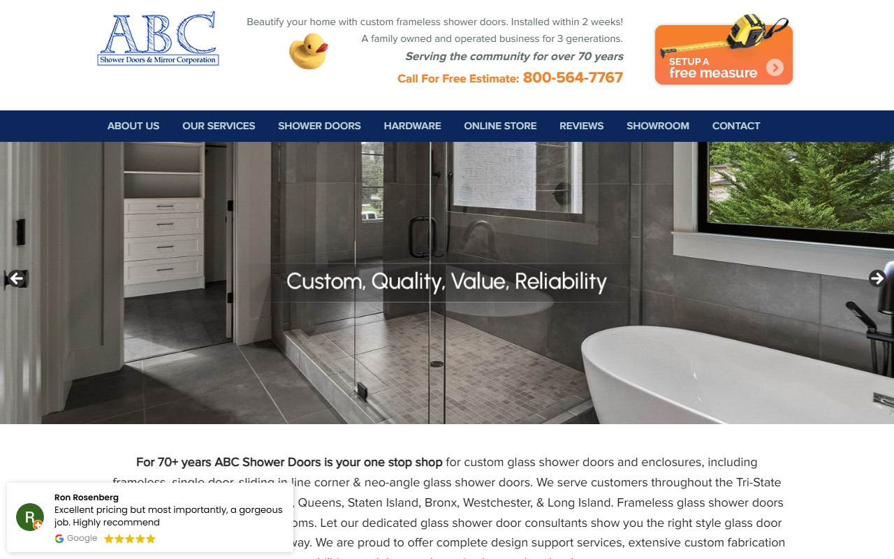 800showerdoor.com screenshot