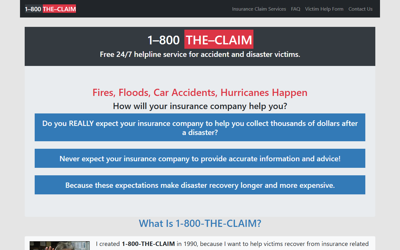 800theclaim.com screenshot