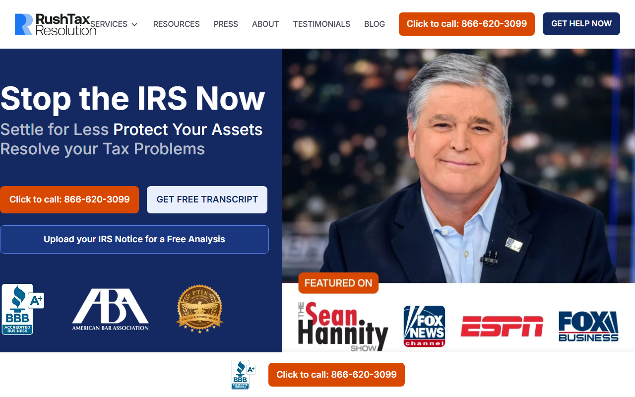 855irscall.com screenshot